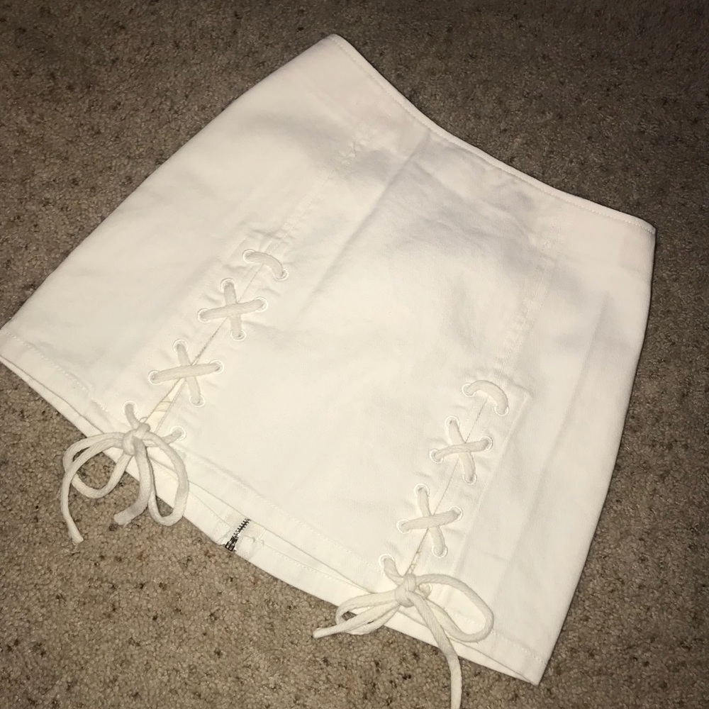 White Lace Up Skirt